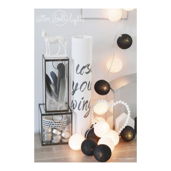 Girlanda 10 kul BLACK&WHITE Cotton Ball Lights
